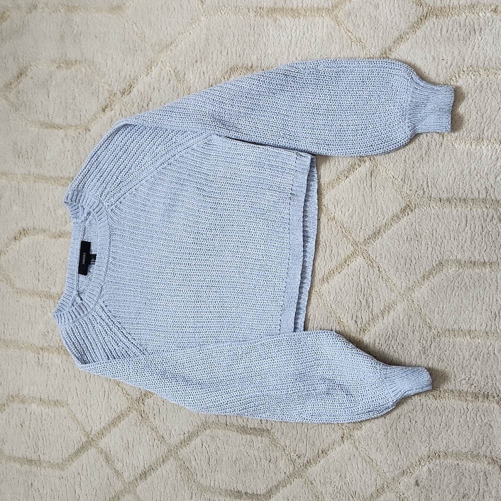 Blue cropped knit sweater
